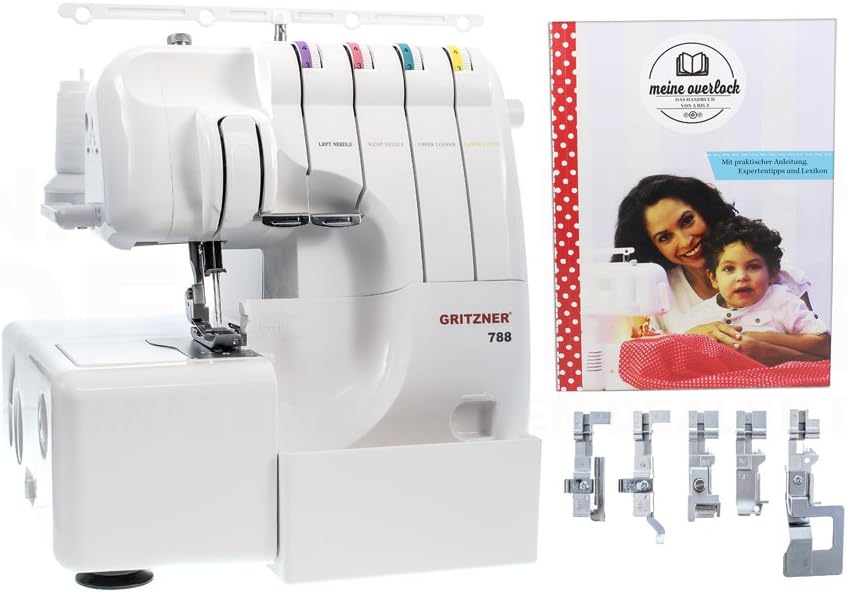 Gritzner 788 Overlock + E-Book "Meine Overlock" + 5 Sondernähfüsse + Abfallbehälter