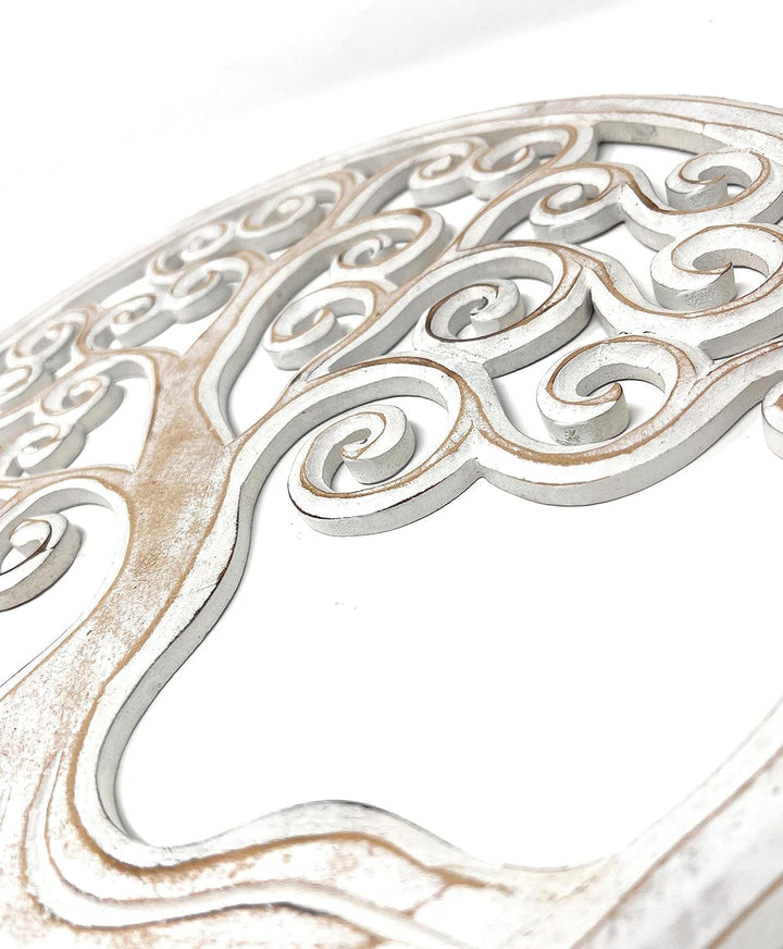 Trintura Wandbild Baum des Lebens Mandala Pohon Ulir 60cm (white) Lebensbaum Geschenkidee Wanddeko W