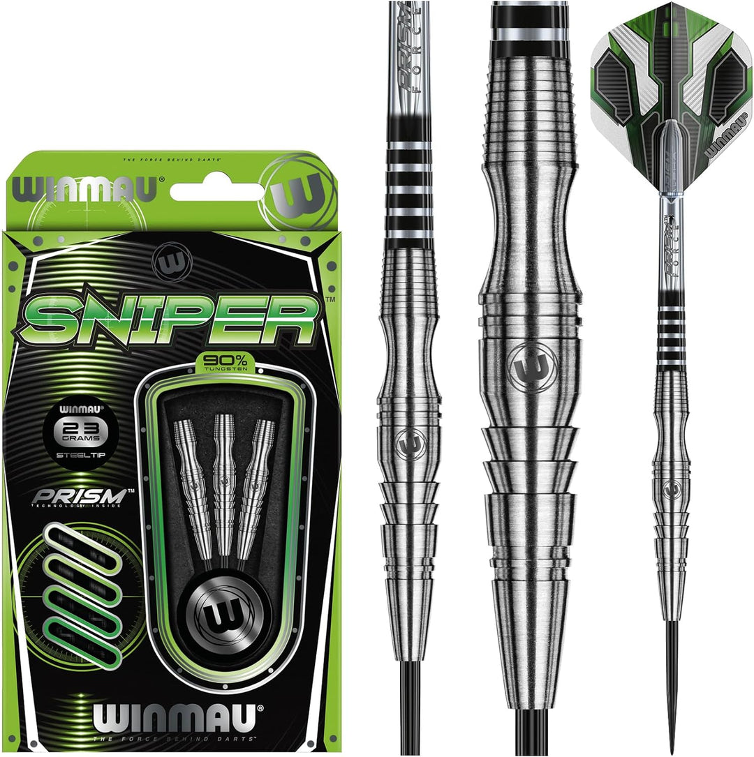 Winmau Sniper Profi Wolfram Steeltip Dartpfeile Set mit Flights und Schäfte 23 g, 23 g