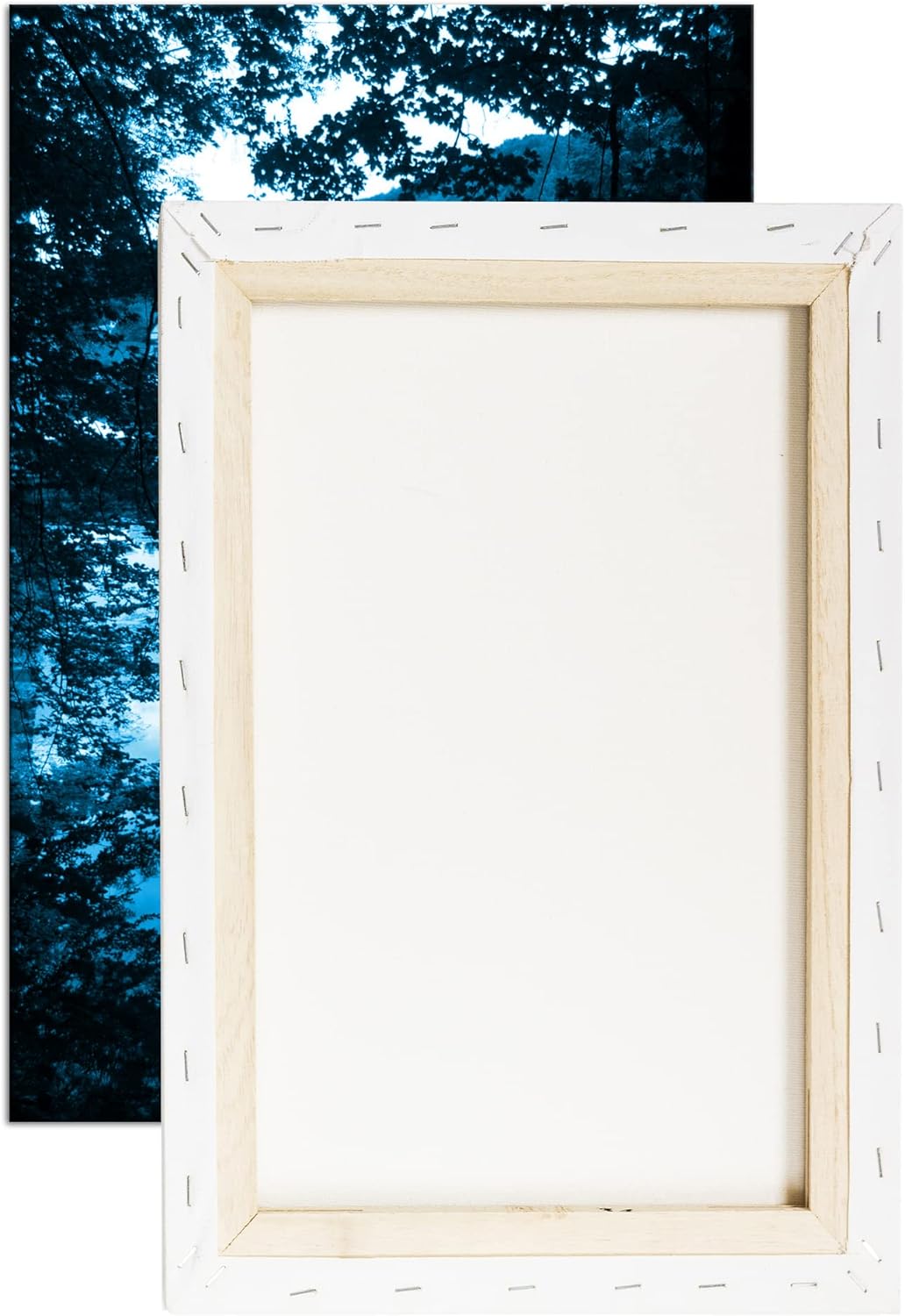 deyoli bezauberndes Dorf im Wald Format 80x60 Effekt: Monocrome Blau als Leinwandbild, Motiv fertig