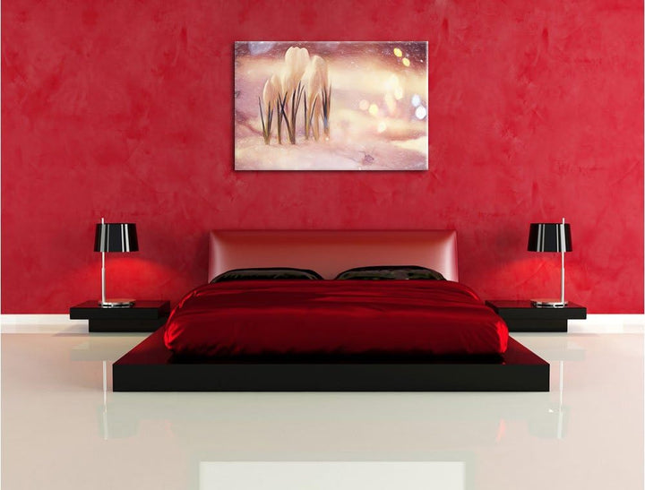 Pixxprint Schneeglöckchen im Frühjahr als Leinwandbild/Grösse: 100x70 / Wandbild/Kunstdruck/fertig b