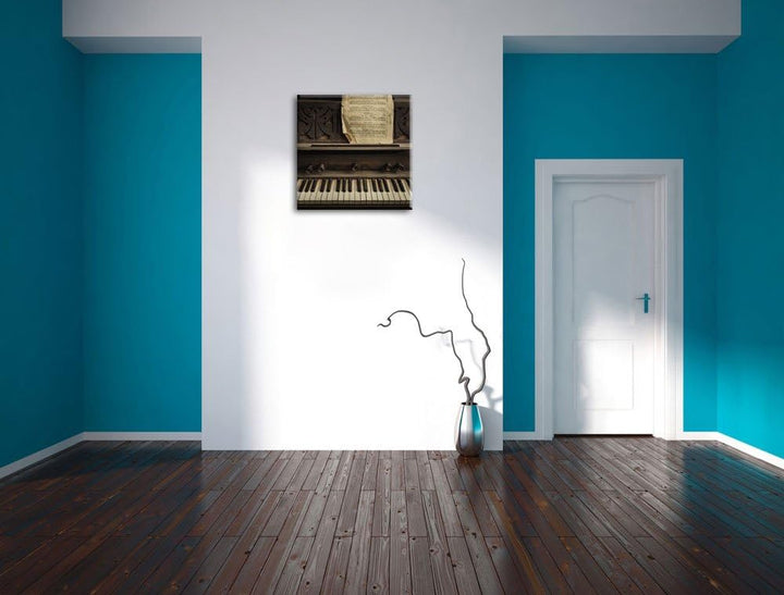 Pixxprint Klavier mit Notenblatt als Leinwandbild Quadratisch/Grösse: 70x70 / Wandbild/Kunstdruck/fe