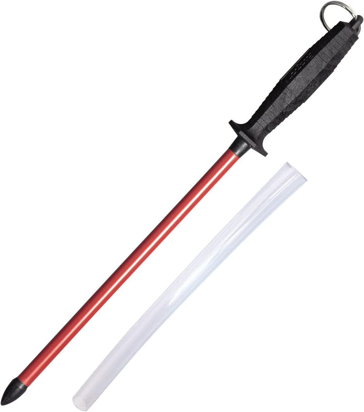Westmark Wetzstab + Stabschutz, Länge: 50,6 cm, Sinterrubin/Kunststoff, Sieger-Long-Life, Rot/Schwar