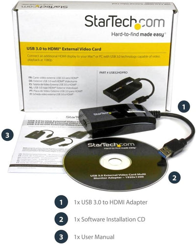 StarTech.com Externer USB 3.0 auf HDMI-Videokartenadapter - Dual-Monitor-Adapter - Externe HDMI Graf