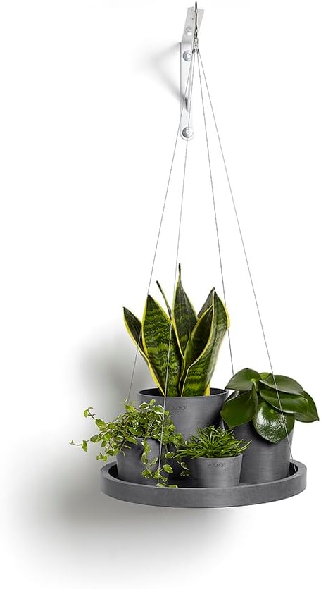 ECOPOTS Untersetzer hängend ø 36 cm grau rund - NUR Topfuntersetzer - OHNE TÖPFE - Unterteller für P