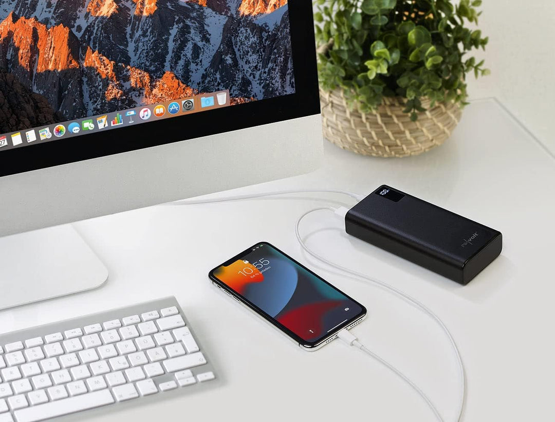 revolt Powerbank 12V: USB-Powerbank, 20.000 mAh, USB-C PD, Display, Metall, QC3.0, 3 A, 20 W (Powerb
