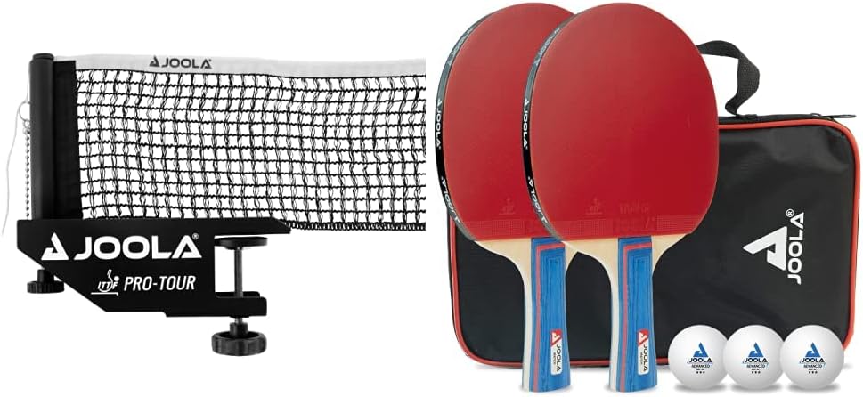 Joola Unisex – Erwachsene Post-Set Pro Tour Tischtennisnetz, Schwarz, 152cm Bundle mit Tischtennis-S