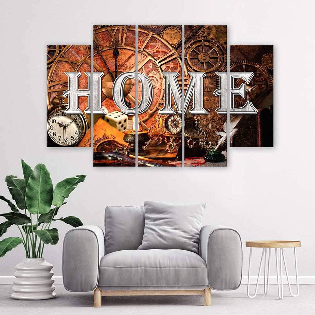 Wanddeko 5 Paneele Home 100x70 cm Deko Wand Kunst Wohnzimmer Wohnung Braun Deko Paneel 100x70 cm Bra