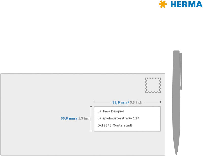 HERMA 10303 Universal Etiketten ablösbar, 100 Blatt, 88,9 x 33,8 mm, 16 Stück pro A4 Bogen, 1600 Auf