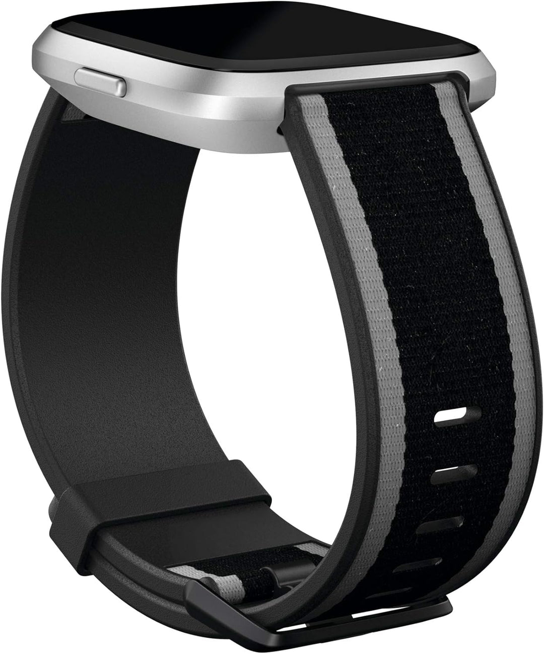 Fitbit Versa/Versa Lite, klassisches Accessoire-Band Gewebtes Band L Black/Gray, Gewebtes Band L Bla