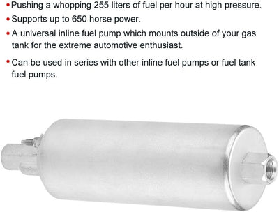 Kraftstoffpumpe, Universal 255 LPH Inline Externe Hochdruck-Kraftstoffpumpe mit Kit für Walbro GSL39