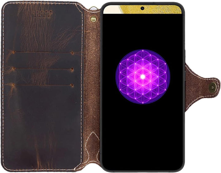 Yogurt Handyhülle für Samsung Galaxy S22+, Hülle Echtleder Case Ledertasche Lederhülle für Samsung S