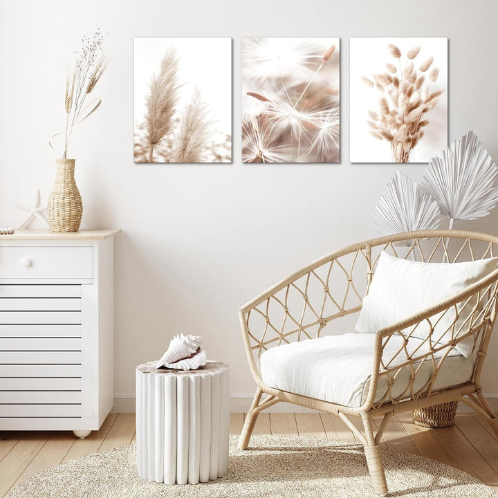 Novart FERTIG ZUM AUFHÄNGEN - Wandbilder Set Boho Style - Beige Bild XXL Wohnzimmer N008935a