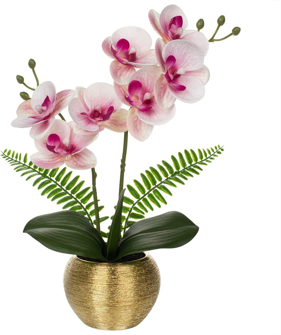Kunstblumen wie Echt Orchideen Künstlich Blumen Deko Kunstpflanze Phalaenopsis im Goldfarbenen Topf