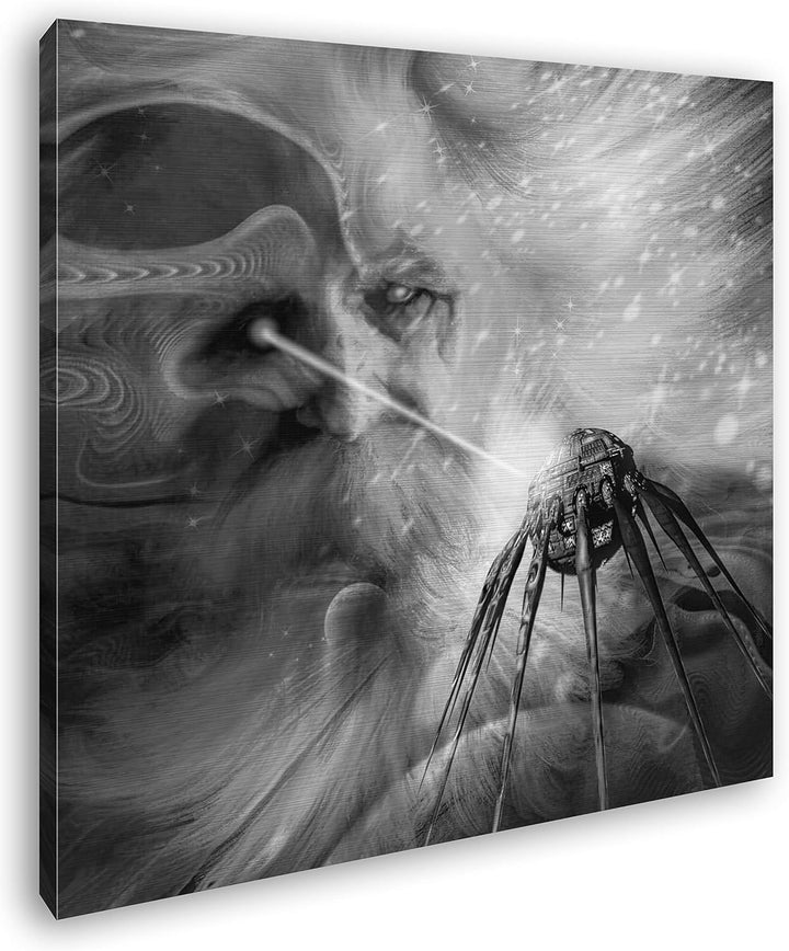 deyoli Abstraktes Raumschiff Zeichnung Format: 60x60 Effekt: Schwarz&Weiss als Leinwandbild, Motiv a