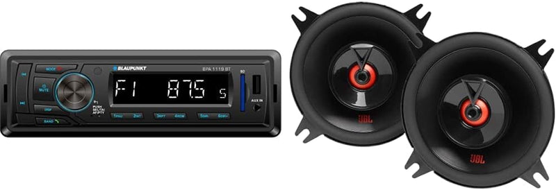 Blaupunkt BPA1119BT Autoradio, 1 DIN, Bluetooth, USB, Schwarz & JBL Club 422F 2-Wege Autolautspreche