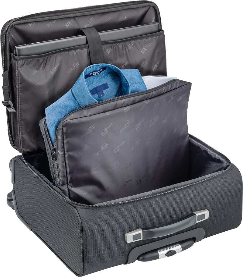 PEDEA Business Trolley Premium Laptop-Rollkoffer bis 17,3 Zoll (43,9 cm) mit Übernachtungsfach, schw