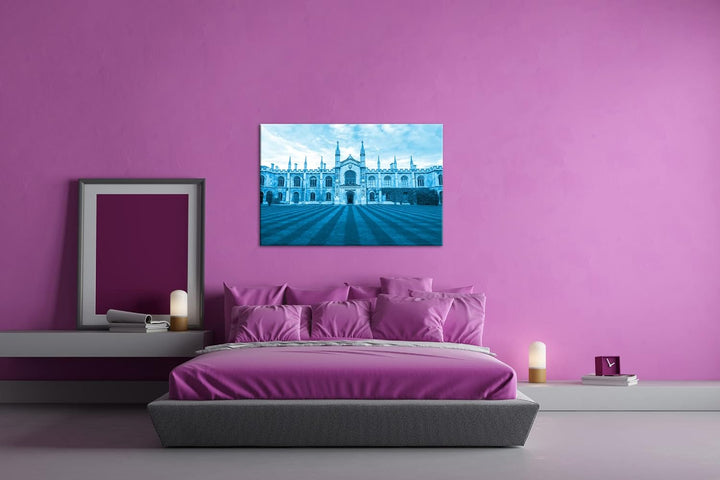 Cambridge Denkmal in der USA Format 80x60 Effekt: Monocrome Blau als Leinwandbild, Motiv fertig gera