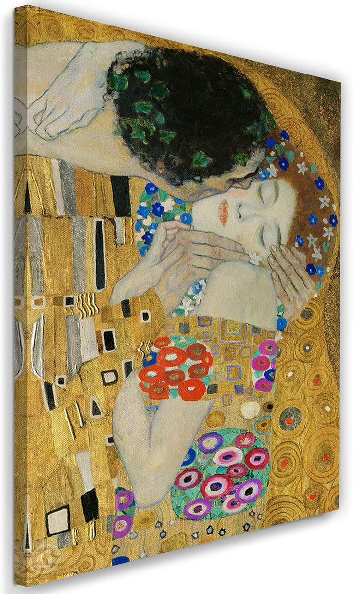 Feeby Wanddeko Gustav Klimt Leinwandbild Kunstdruck Der Kuss Gold Gelb 80x120 cm M12824 80x120 cm, M