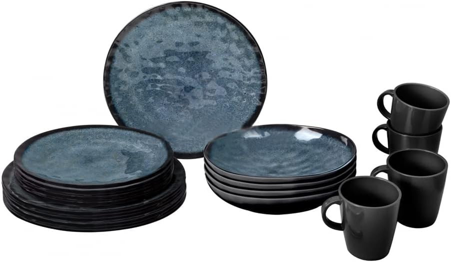 BRUNNER Melamin ESS Geschirr Set Lunch Box 16-teilig Camping Reise Teller Becher Venetian, Venetian