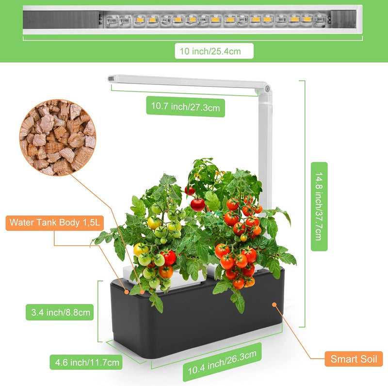 amzWOW Clizia Smart Garden - hydroponische anzuchtsysteme mit led pflanzenlampe - Automatisches Time