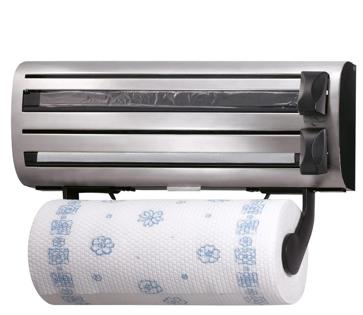 Küchenprofi Wandrollenhalter TRIO, 38 x 16 x 9 cm, für 3 Rollen bis max. 35cm, Küchenpapier, Alufoli