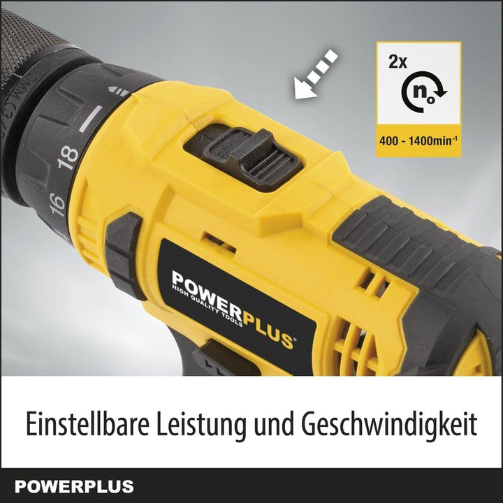 Powerplus Akkuschrauber & Bohrer POWX00425 - Akku Schraubendreher & Bohrer 16V, inkl. 2 x 1,3Ah Akku