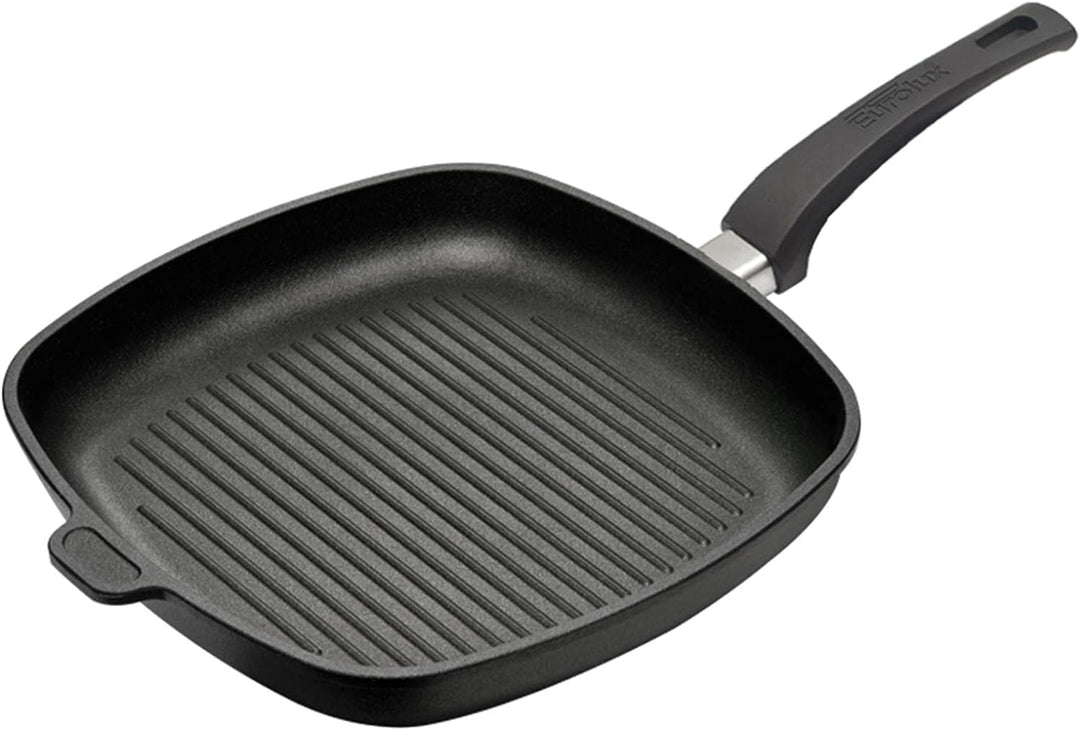 Eurolux Grillpfanne 28x28 cm - grosse Flache quadratische Guss-Pfanne mit Beschichtung - ohne Indukt