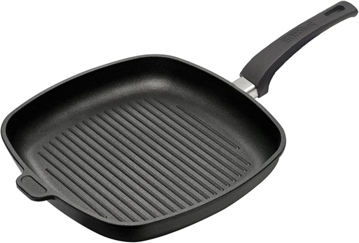 Eurolux Grillpfanne 28x28 cm - grosse Flache quadratische Guss-Pfanne mit Beschichtung - ohne Indukt