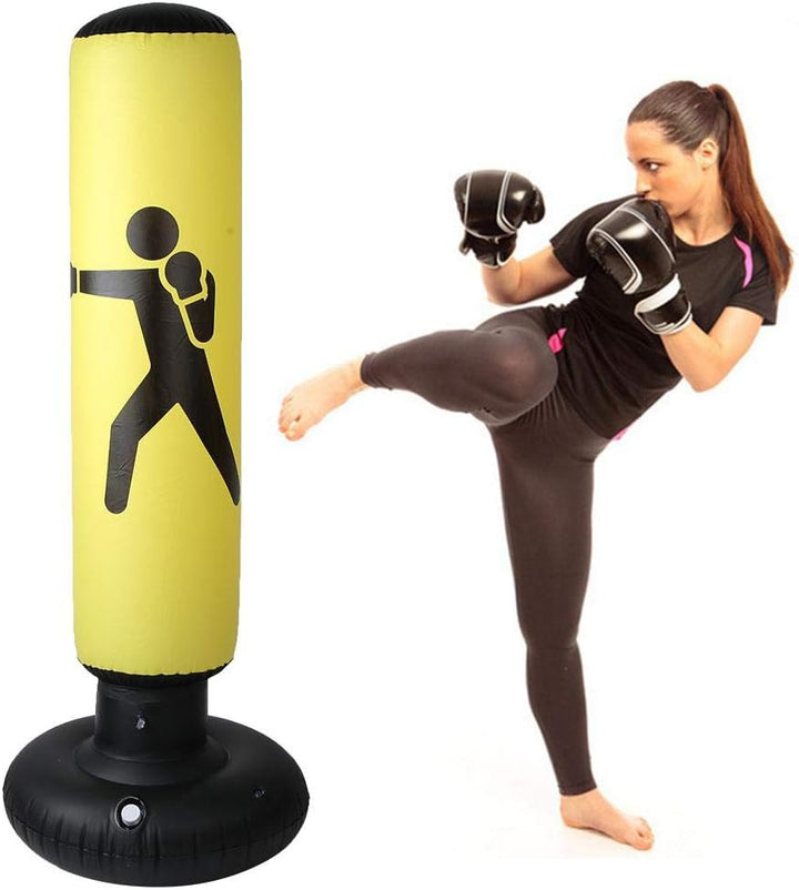 VGEBY Boxsack, PVC 160cm Stehender aufblasbarer Boxsack Erwachsene Kinder Fitness Hit Sandsack Säule
