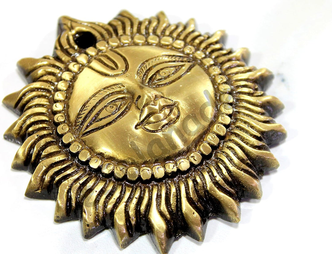 eSplanade - Brass Sun Wall Decor - Beautiful Sun (Surya) Face Murti Idol Statue Sculpture Wall Hangi