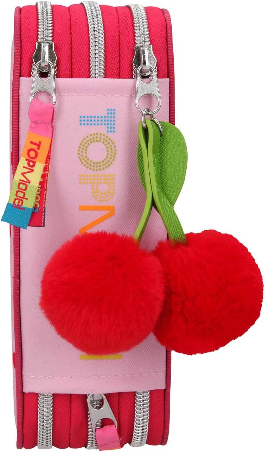 Depesche 10991 Federtasche mit 3 Reissverschlüssen und Stiften von Lyra, TOPModel Cherry Bomb, pink,