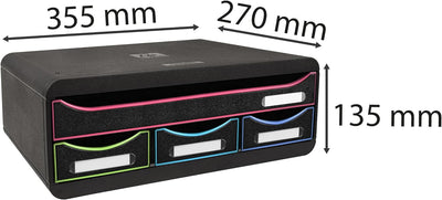 Exacompta 319914D Toolbox Harlekin mit 4 Schubladen aus Recycling-Kunststoff zur Aufbewahrung kleine