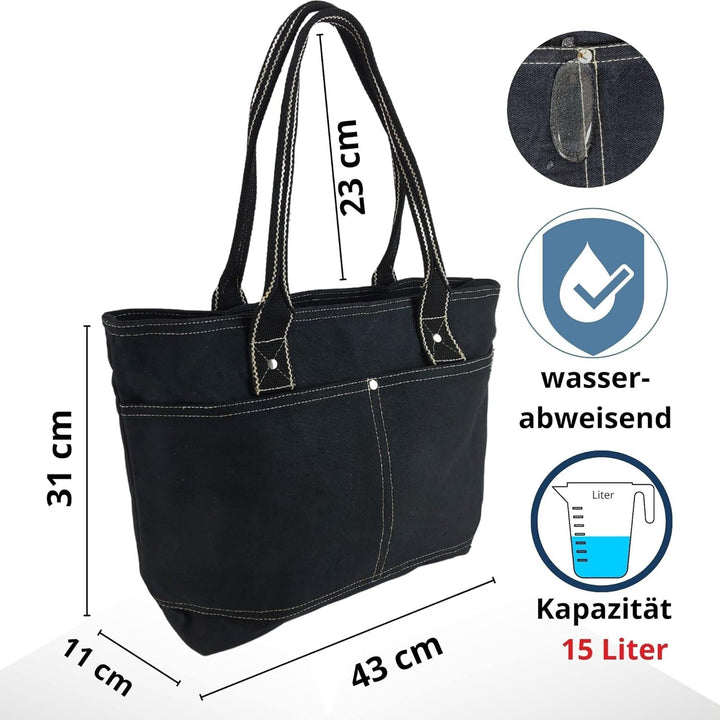 Domelo Damen Handtasche/Shopper. Vegane Schultertasche aus Canvas. Grosse schlichte Tote Tasche aus