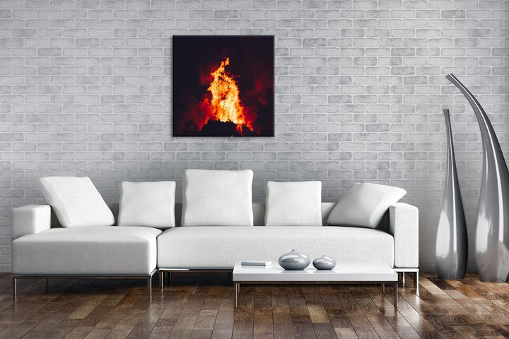 deyoli brennendes Feuer Format: 60x60 cm als Leinwandbild, Motiv fertig gerahmt auf Echtholzrahmen,