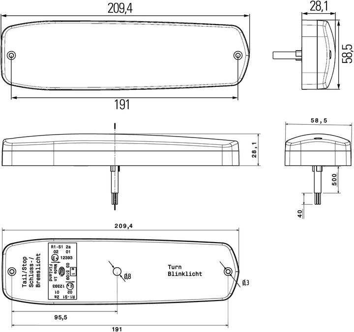 HELLA - Heckleuchte - Lean LED - LED - 24/12V - 2SD 343 910-001
