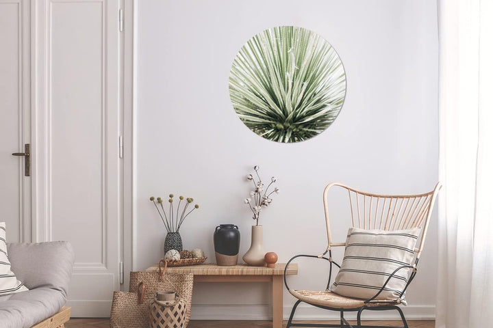 MuchoWow Wandbild Rund Wanddeko Deko Wohnzimmer Bilder 60x60 cm Grün - Blätter - Natur, 60x60 cm