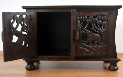 livasia Rattansideboard mit Elefantenschnitzerei, asiatische TV-Möbel, HiFi-Sideboard, Sitzbank (Nr.