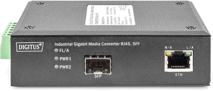 DIGITUS DIN-Rail Medienkonverter - SFP Port - Gbit Ethernet - RJ45 / SFP - 10/100/1000BaseTX zu 1000