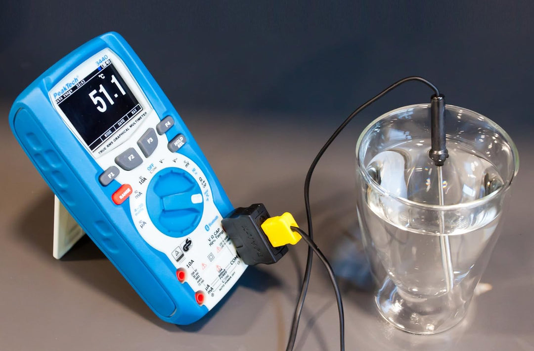 PeakTech praktischer Temperaturfühler Typ K als Klemmzange/Klammer für Rohre, 1 Stück, TF-25 & Typ K