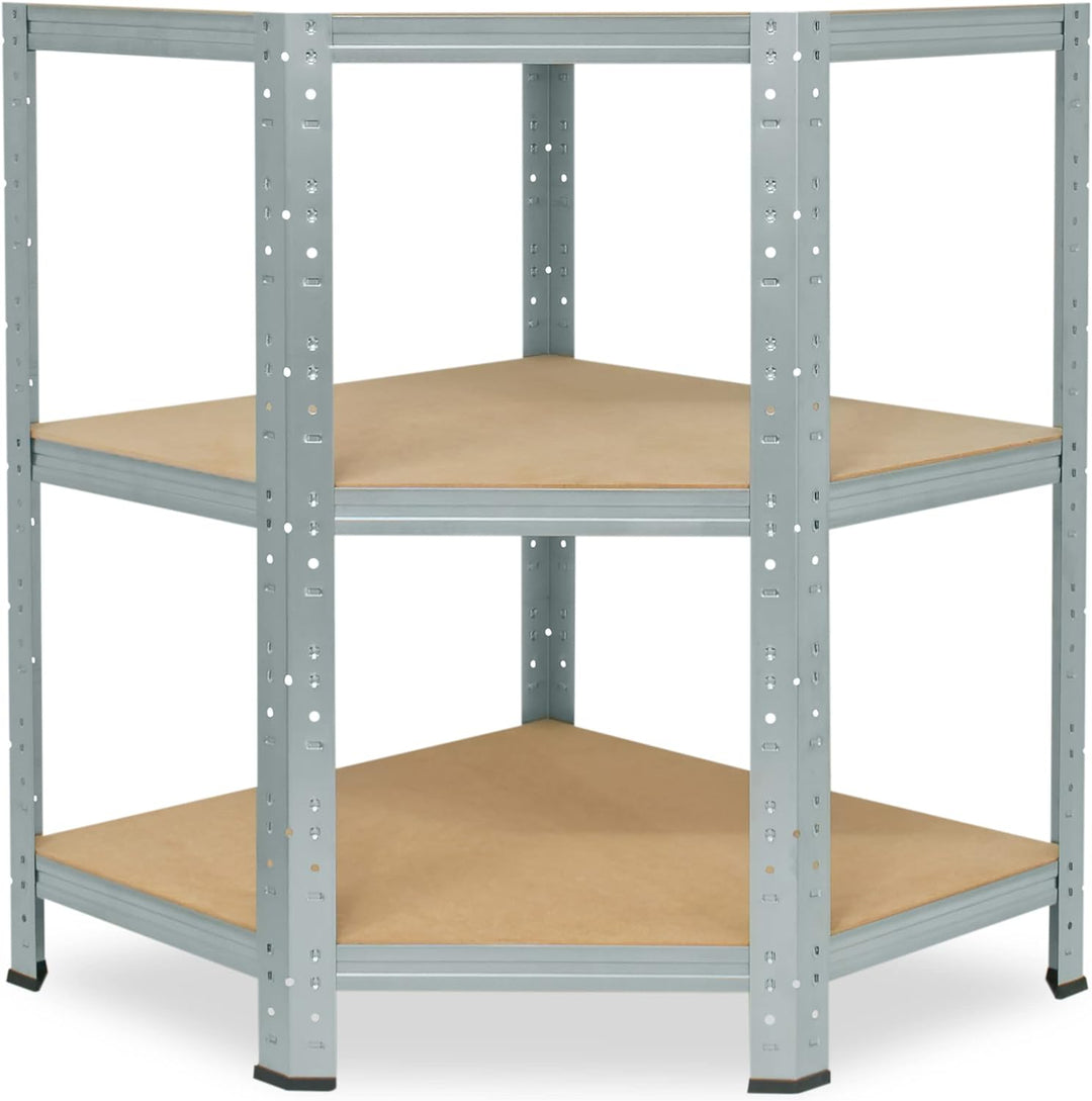 shelfplaza® 90x60x30cm Home Eckregal Schwerlast verzinkt/Metallregal Eckregal stehend 3 Böden je 175