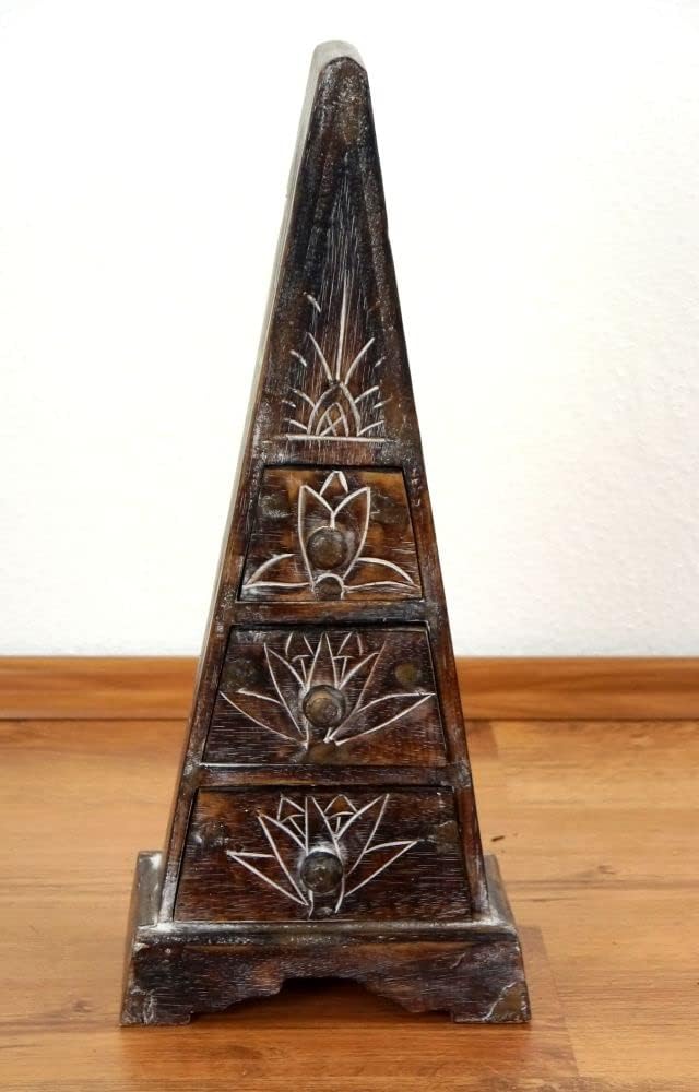 livasia Pyramiden Kommode, Schubladenkommode, Schubladenschränkchen, Schmuckschränkchen (Dunkelbraun