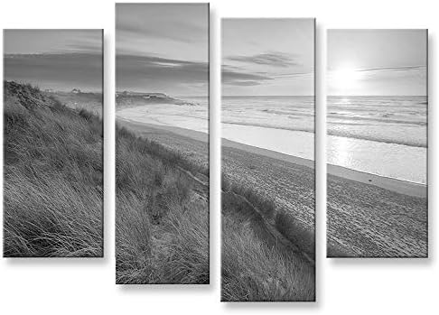 islandburner Bild Bilder auf Leinwand Dünen Schwarz-Weiss Nordseestrand 4er XXL Poster Leinwandbild