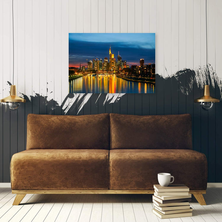 Feeby Leinwandbild Architektur Bild Kunstdruck Stadt Blau 70x50 cm Leinwandbild 70x50 cm Blau_b, Lei