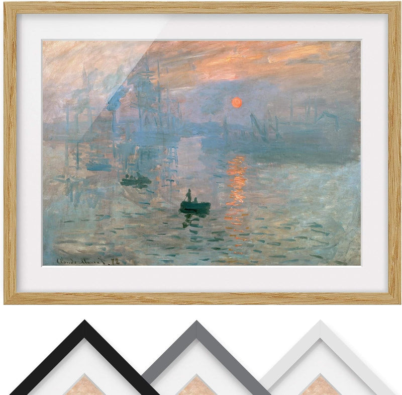 Bild mit Passepartout - Claude Monet - Impression - Farbe Eiche 40 x 55cm 40cm x 55cm Eiche, 40cm x