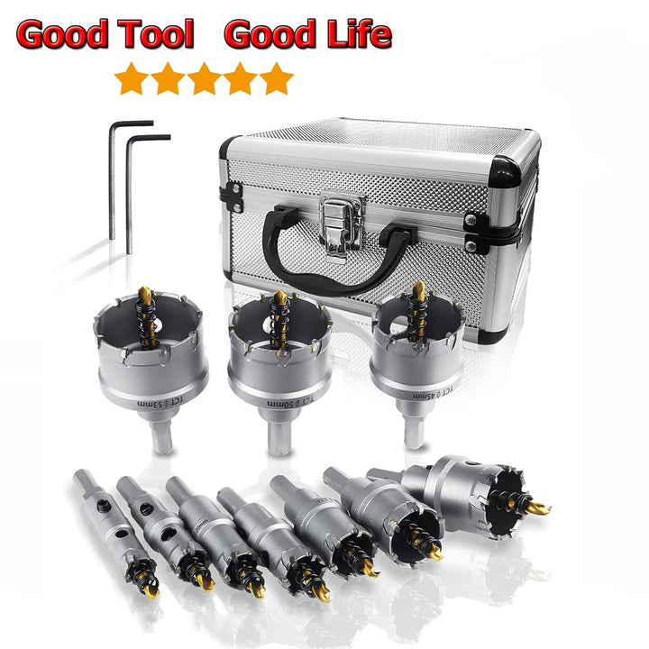 SagaSave 10 PCS Hartmetall Lochsäge, Heavy Duty Lochschneider für Metall, rostfreier Stahl, Gusseise