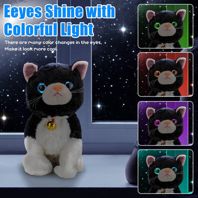 Interaktives elektronisches Plüschkatzenspielzeug - Update Touch Control Meow Kitten mit LED-Augen,