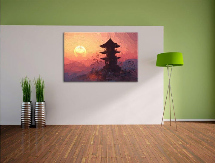 Pixxprint Buddhistischer Tempel in Asien als Leinwandbild/Grösse: 100x70 cm/Wandbild/Kunstdruck/fert
