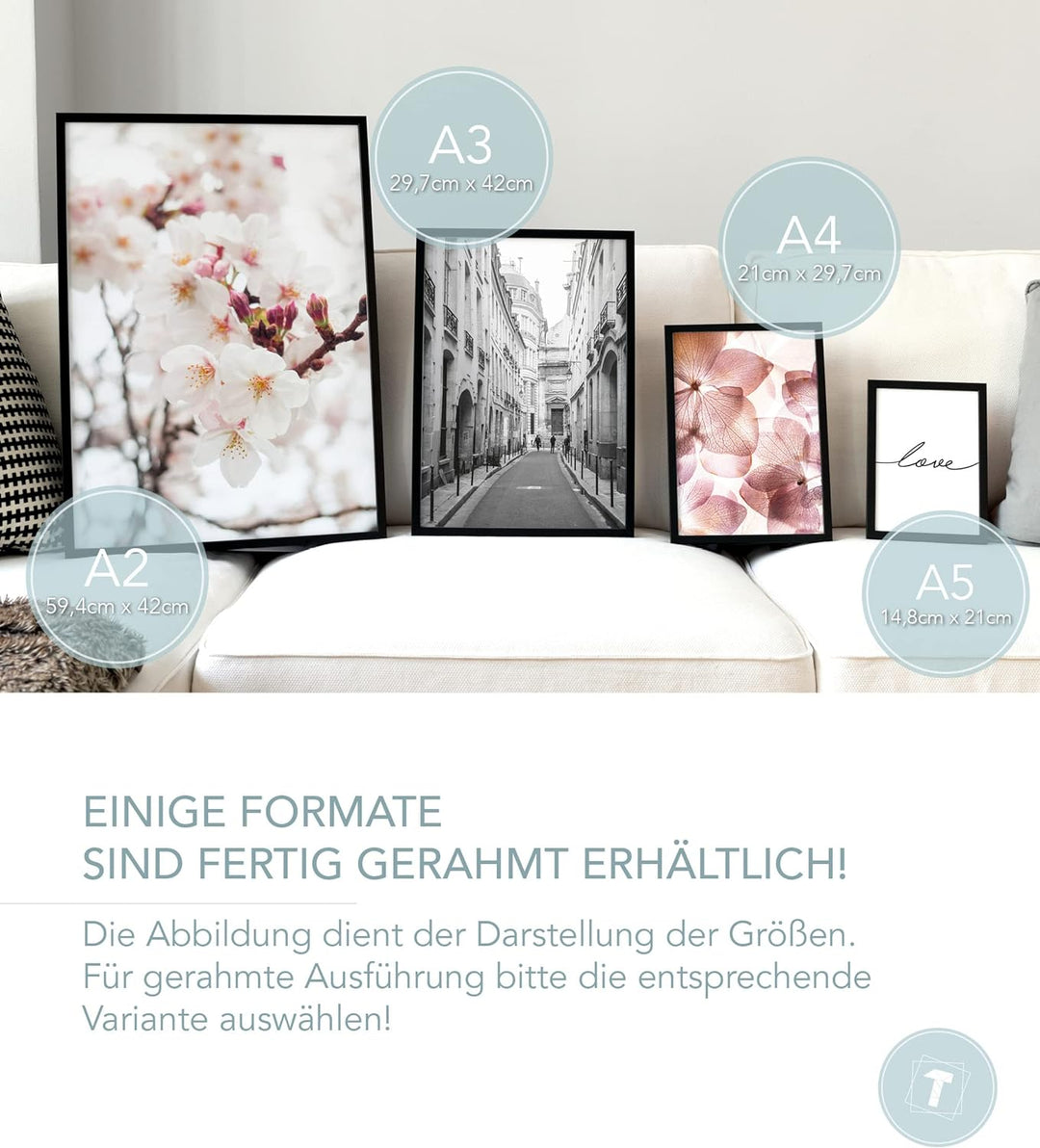 Papierschmiede® XXL Mood Poster Set Coco Black Beauty, Gerahmte Bilder (Aluminium Rahmen, Farbe wähl