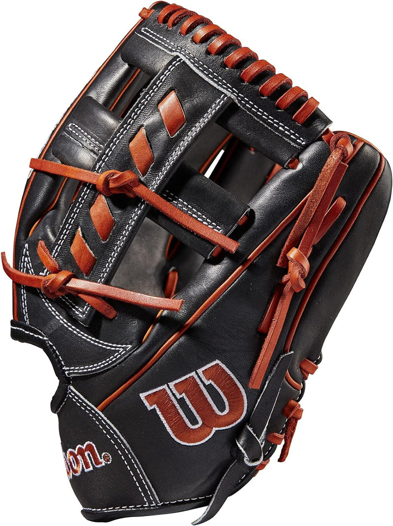 WILSON A200 Baseballhandschuh-Serie Rechte Hand Wurf 29,2 cm (11,5 Zoll) Schwarz/Kupfer – Standard-H